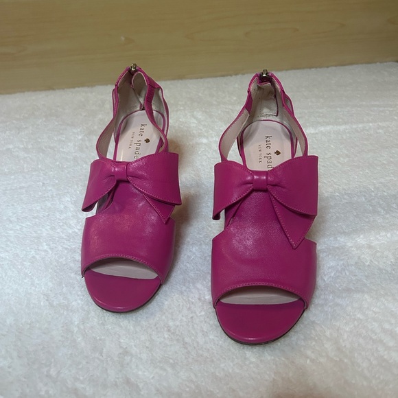 Kate Spade Imelda Zip Back Pink Fuschia Bow High Heels Size 6 - Picture 8 of 15